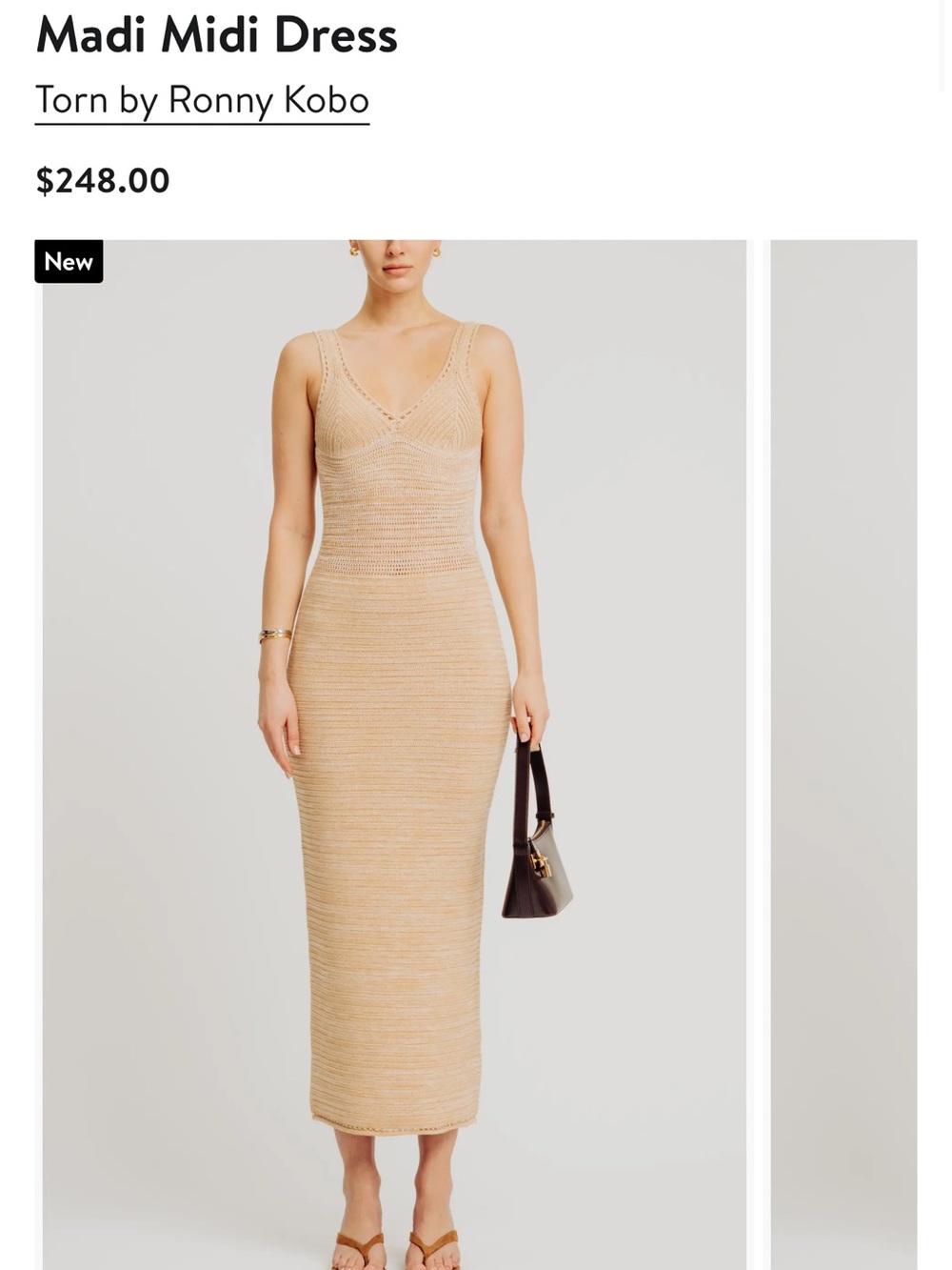 Torn by Ronny Kobo Beige Knit Madi Midi Dress